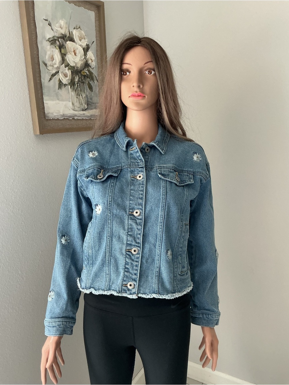 abercrombie kids Light Blue Denim Jacket with Frayed Hem